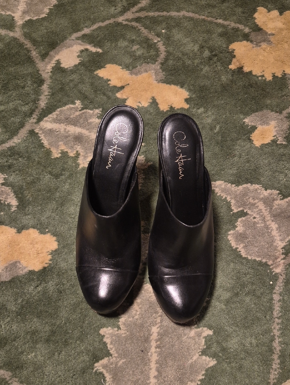 Cole Haan Black Leather Mule Slides